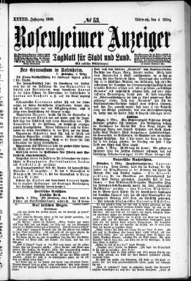 Rosenheimer Anzeiger Mittwoch 4. März 1896