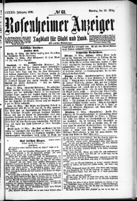 Rosenheimer Anzeiger Sonntag 15. März 1896