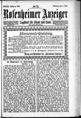 Rosenheimer Anzeiger Mittwoch 1. April 1896