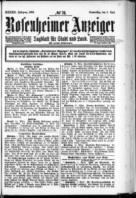 Rosenheimer Anzeiger Donnerstag 2. April 1896