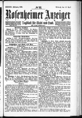 Rosenheimer Anzeiger Mittwoch 22. April 1896