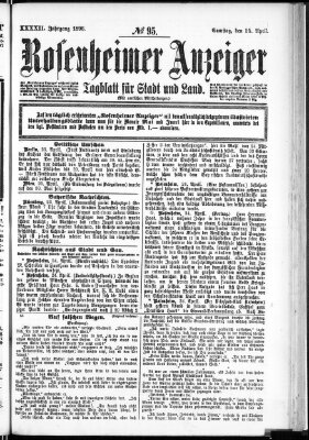 Rosenheimer Anzeiger Samstag 25. April 1896