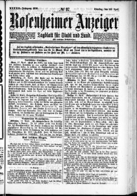 Rosenheimer Anzeiger Dienstag 28. April 1896