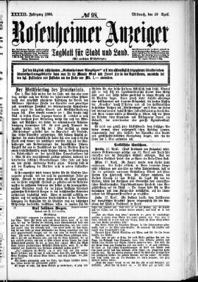 Rosenheimer Anzeiger Mittwoch 29. April 1896