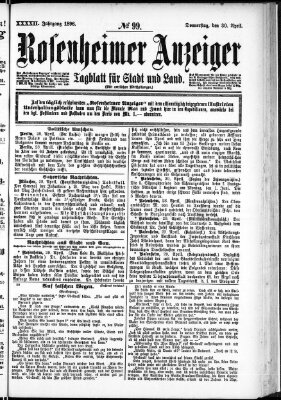 Rosenheimer Anzeiger Donnerstag 30. April 1896