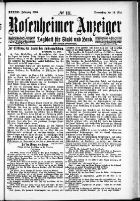 Rosenheimer Anzeiger Donnerstag 14. Mai 1896