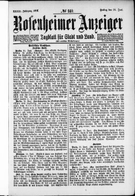 Rosenheimer Anzeiger Sonntag 21. Juni 1896