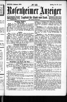 Rosenheimer Anzeiger Freitag 26. Juni 1896