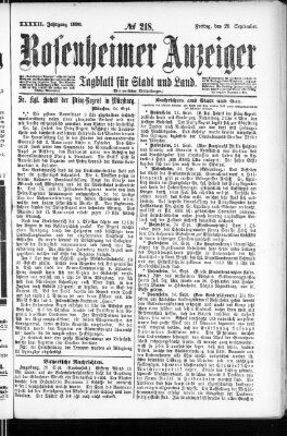 Rosenheimer Anzeiger Freitag 25. September 1896