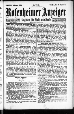 Rosenheimer Anzeiger Samstag 26. September 1896