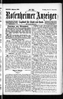 Rosenheimer Anzeiger Dienstag 29. September 1896