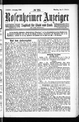 Rosenheimer Anzeiger Samstag 3. Oktober 1896