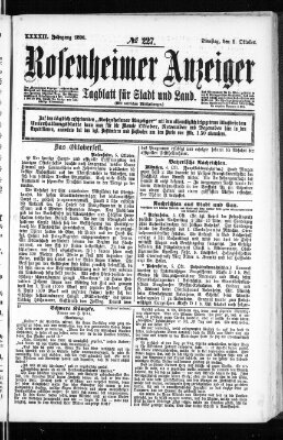 Rosenheimer Anzeiger Dienstag 6. Oktober 1896