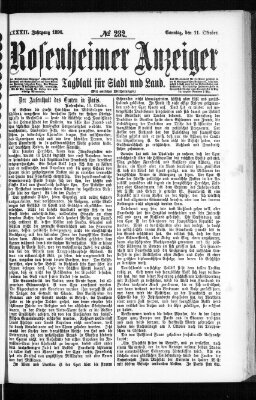 Rosenheimer Anzeiger Sonntag 11. Oktober 1896