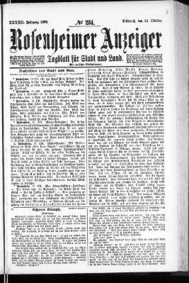 Rosenheimer Anzeiger Mittwoch 14. Oktober 1896