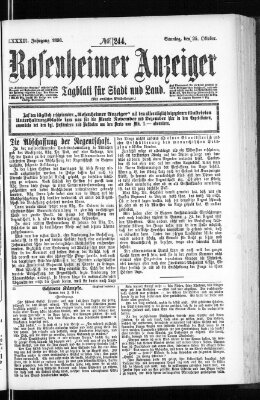 Rosenheimer Anzeiger Sonntag 25. Oktober 1896