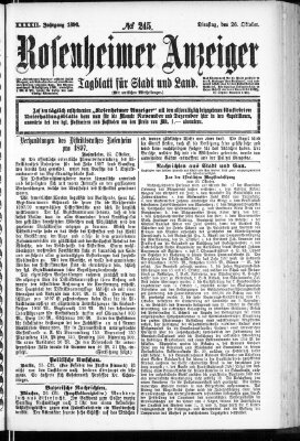 Rosenheimer Anzeiger Montag 26. Oktober 1896