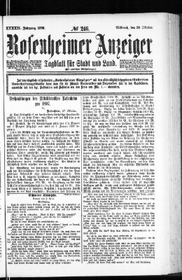 Rosenheimer Anzeiger Mittwoch 28. Oktober 1896