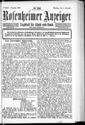 Rosenheimer Anzeiger Sonntag 1. November 1896