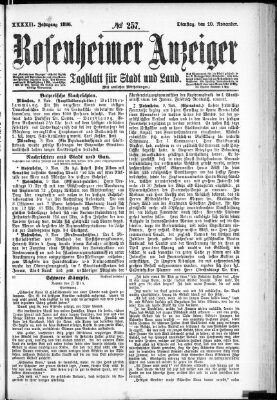 Rosenheimer Anzeiger Dienstag 10. November 1896