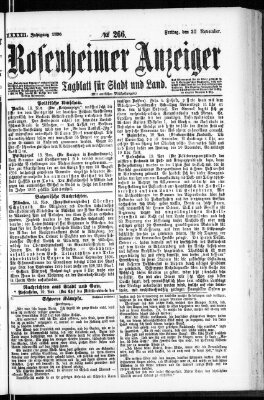 Rosenheimer Anzeiger Freitag 20. November 1896