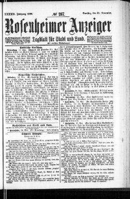 Rosenheimer Anzeiger Samstag 21. November 1896