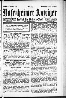 Rosenheimer Anzeiger Donnerstag 26. November 1896