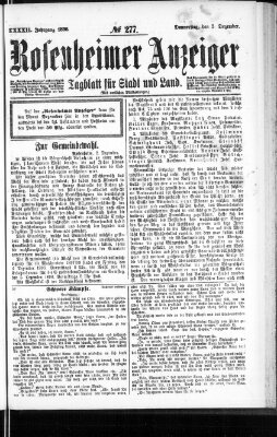 Rosenheimer Anzeiger Donnerstag 3. Dezember 1896