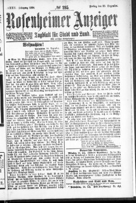 Rosenheimer Anzeiger Freitag 25. Dezember 1896