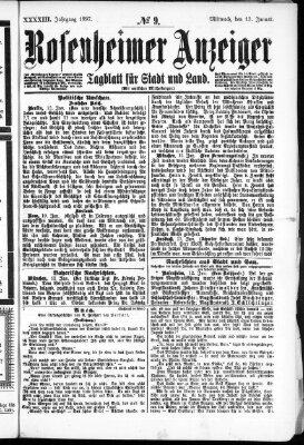 Rosenheimer Anzeiger Mittwoch 13. Januar 1897