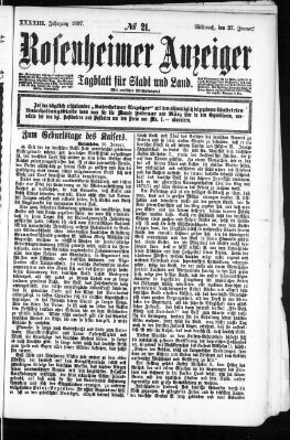 Rosenheimer Anzeiger Mittwoch 27. Januar 1897