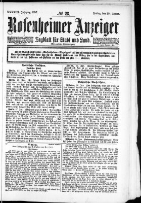 Rosenheimer Anzeiger Freitag 29. Januar 1897