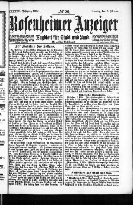 Rosenheimer Anzeiger Sonntag 7. Februar 1897