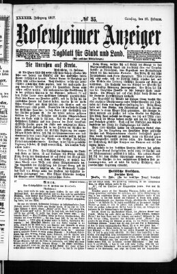 Rosenheimer Anzeiger Samstag 13. Februar 1897