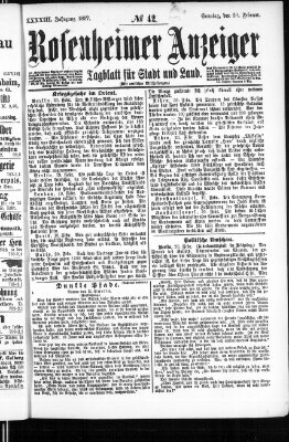 Rosenheimer Anzeiger Sonntag 21. Februar 1897