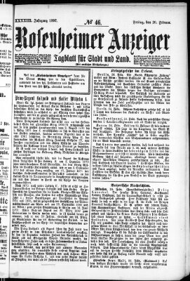 Rosenheimer Anzeiger Freitag 26. Februar 1897