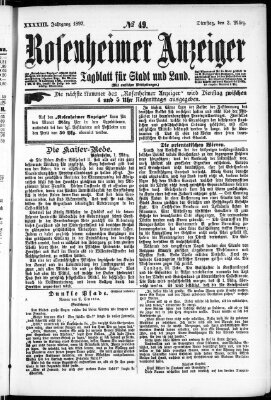 Rosenheimer Anzeiger Dienstag 2. März 1897