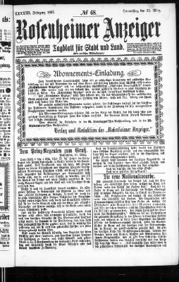 Rosenheimer Anzeiger Donnerstag 25. März 1897