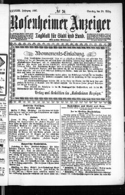 Rosenheimer Anzeiger Sonntag 28. März 1897