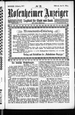 Rosenheimer Anzeiger Mittwoch 31. März 1897