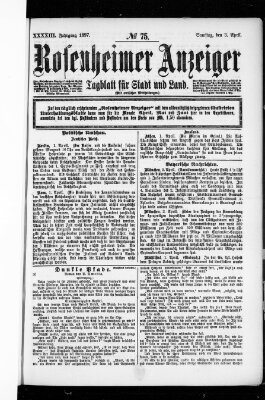 Rosenheimer Anzeiger Samstag 3. April 1897