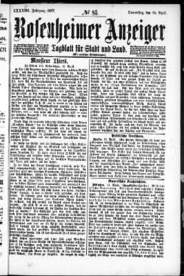 Rosenheimer Anzeiger Donnerstag 15. April 1897