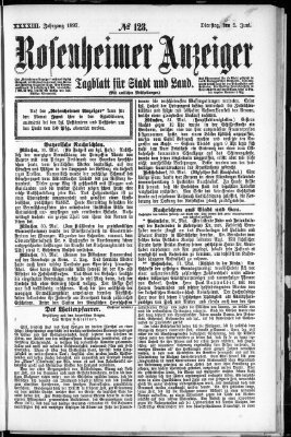 Rosenheimer Anzeiger Dienstag 1. Juni 1897