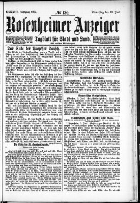 Rosenheimer Anzeiger Donnerstag 10. Juni 1897