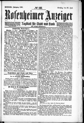 Rosenheimer Anzeiger Dienstag 22. Juni 1897