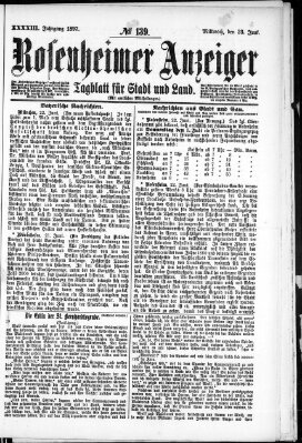 Rosenheimer Anzeiger Mittwoch 23. Juni 1897