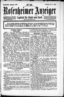 Rosenheimer Anzeiger Samstag 3. Juli 1897