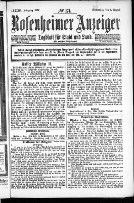 Rosenheimer Anzeiger Donnerstag 5. August 1897