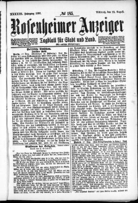 Rosenheimer Anzeiger Mittwoch 18. August 1897