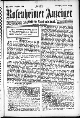 Rosenheimer Anzeiger Donnerstag 26. August 1897